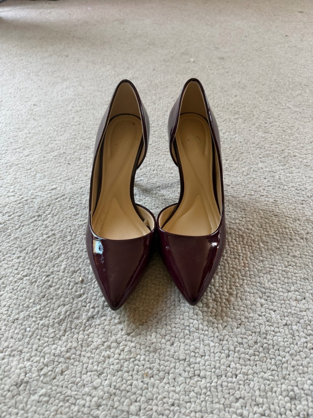 Jessica Simpson Burgundy Patent Pointed Toe Pumps